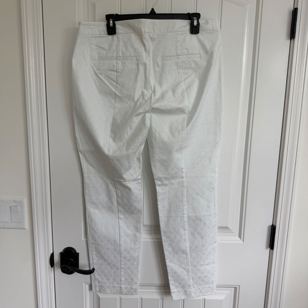 Lilly Pulitzer Kelly White Jacquard Ankle Pants Sz 14 Geometric Quatrefoil 20243 - Picture 3 of 7